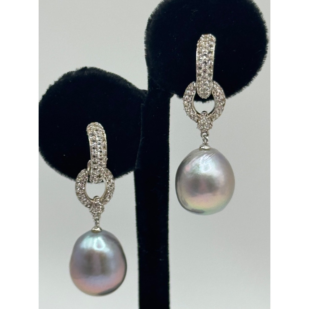 Honora Cultured Pearl Drop Earrings Sterling Silver Missing 1 Stone